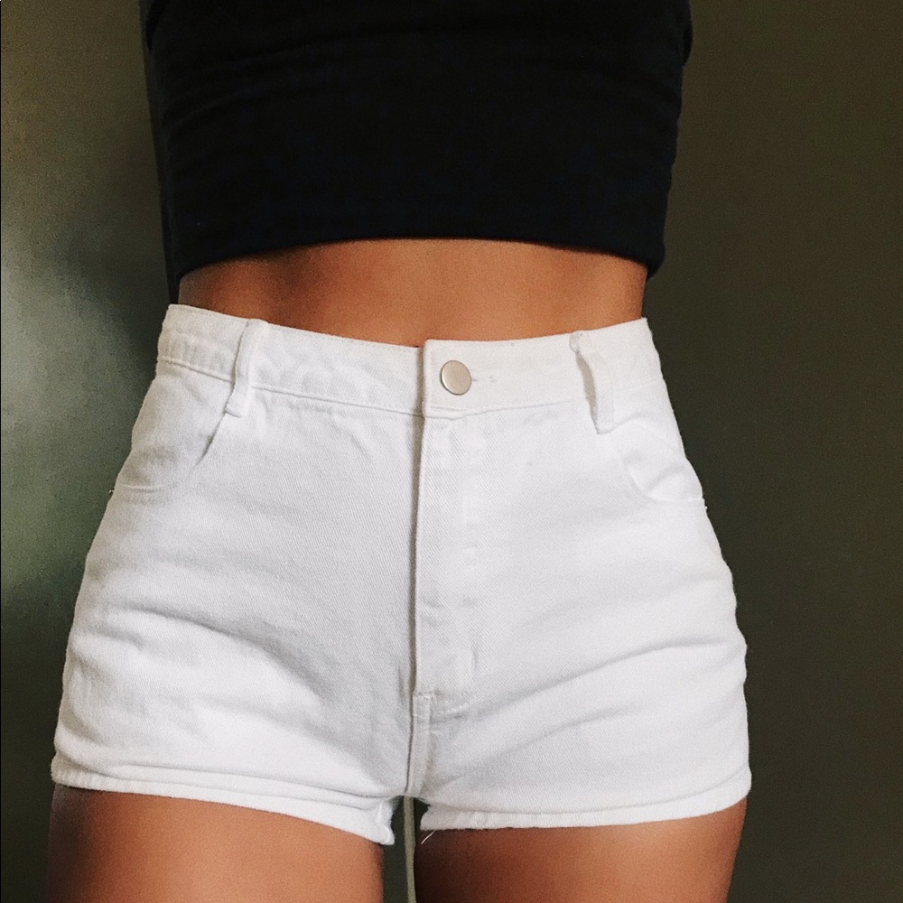 White High Waisted Shorts